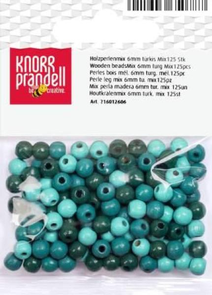 Holzperle 6mm türkis Mix 125er