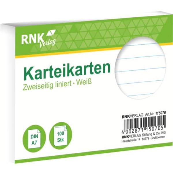 Karteikarte A7 100 St. Weiß lin