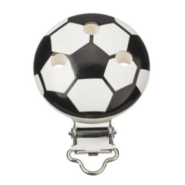 Schnulli-Ketten Clip Fussball 37 mm/11,5 mm, schwarz/weiss, Btl. à 1 St.