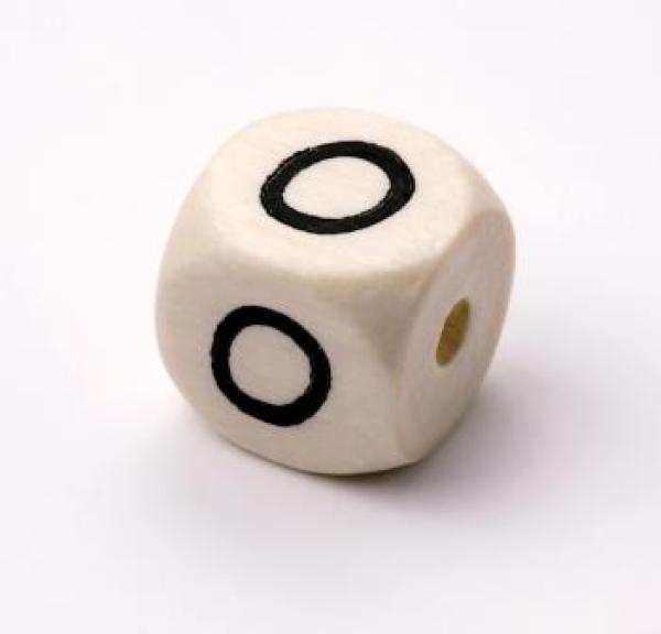 Schnulli-Buchstaben-Würfel 10 mm, "O", Ahorn natur hell, Stück.