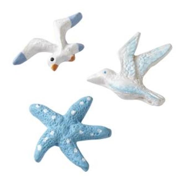 Maritime Streuteile Möwe-Seestern, ca. 2 cm, Btl. à 9 St.