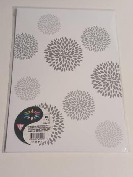 41241C Clairefontaine 10 Bögen A4 Papier einseitig bedruckt im Design runde Blumehochwertig verarbeitet aus Papier 120g