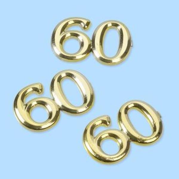 CREApop® Streuteile Zahl "60", 1,5 cm, Btl. à 4 St., gold