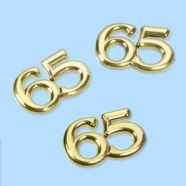 CREApop® Streuteile Zahl "65", 1,5 cm, Btl. à 4 St., gold