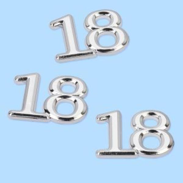 CREApop® Streuteil Zahl "18" 1,5 cm, Btl. à 4 St., silber