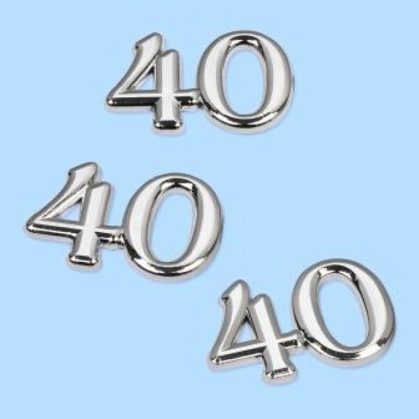 CREApop® Streuteil Zahl "40" 1,5 cm, Btl. à 4 St., silber