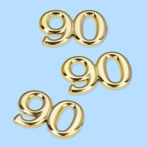 CREApop® Streuteil Zahl "90" 1,5 cm, Btl. à 4 St., gold