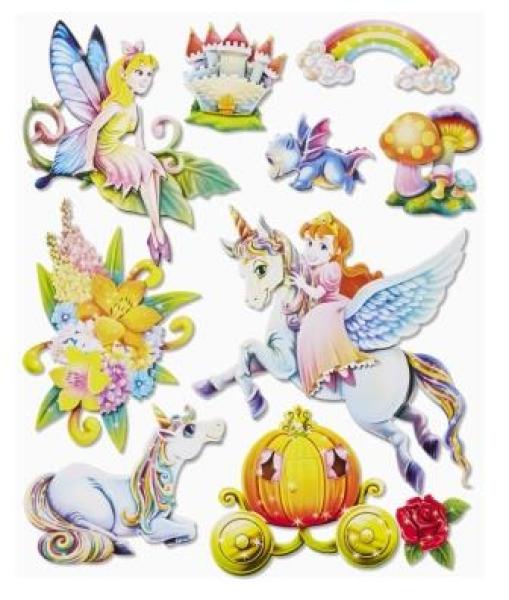 3D Sticker XXL Einhorn/Elfen