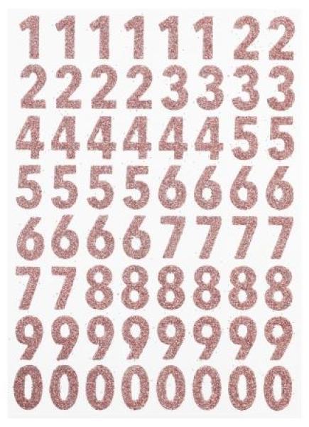 Glitzer-Sticker Zahlen, rose-gold