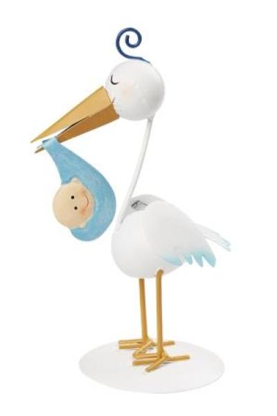 Storch blau, ca. 18 cm, metall