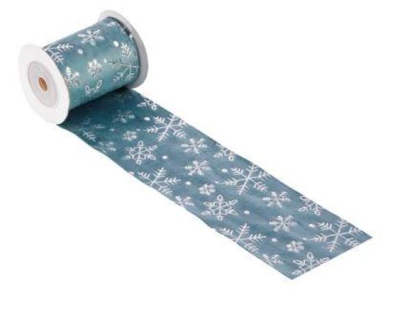 Veloursstoff m. Eiskristallen 8 cm x 2 m, lago/silber  ldm