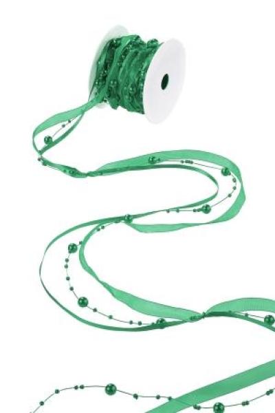 TRENDY-Band mit Perlen, Rol. à 10 m, grün  ldm