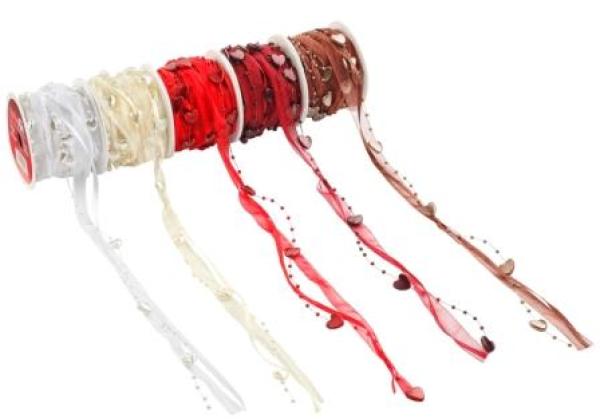 TRENDY-Band mit Herzen, Rol. à 10 m, rot   ldm