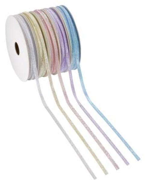 Glitzer-Borte weiss, 5 mm, Rol. à 20 m   ldm