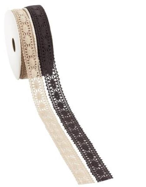 Spitze Lüttich 25 mm, ldm leinen, Baumwolle