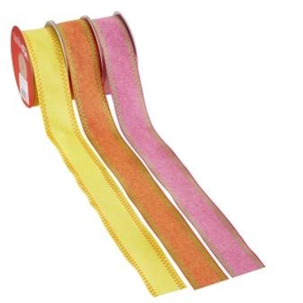 Dekoband Stockholm 3,8 cm, gelb, Rol. à 10 m  ldm