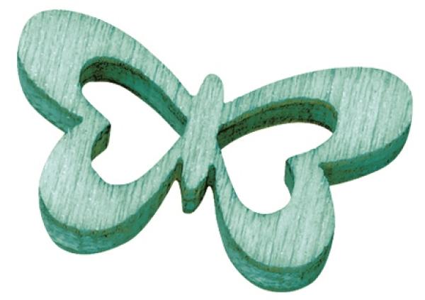 Holzstreuteil Schmetterling ca. 2 cm, türkis, Btl. à 12 St.