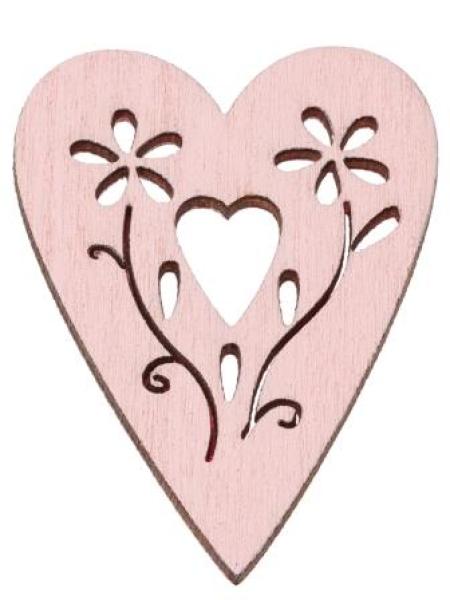 Holzstreuteil Herzen ca. 3,8 cm, Btl. à 6 St., rosenholz