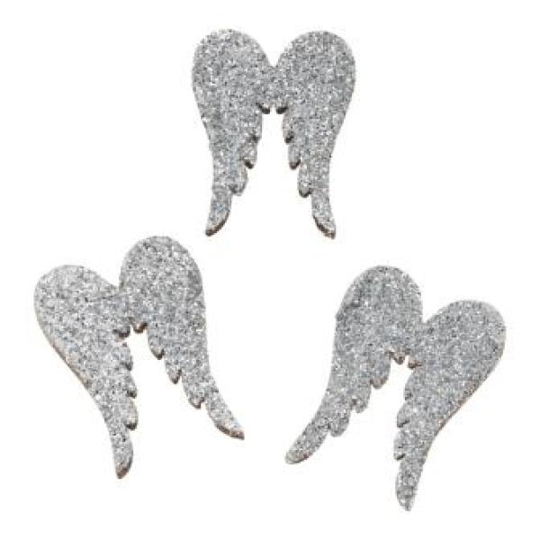 Holzstreuteil Flügel 27 mm, silber, Btl. à 6 St.