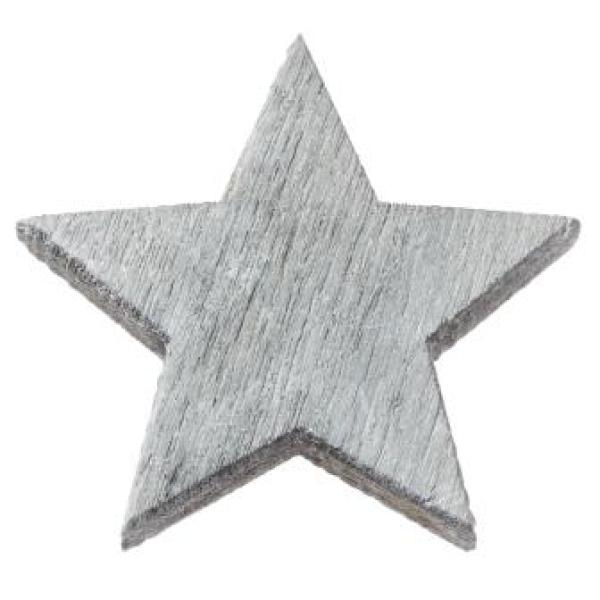 Holzstreuteil Stern voll grau, ca. 2 cm, Btl. à 12 St.