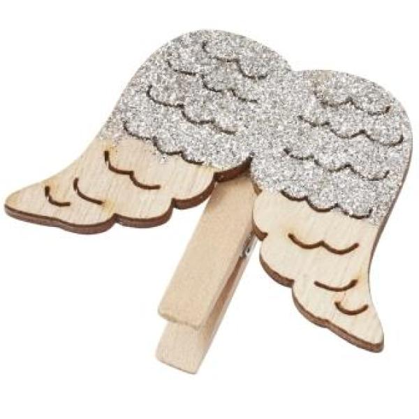 Flügel m. Klammer, ca. 4 cm, Btl. à 4 St. silber