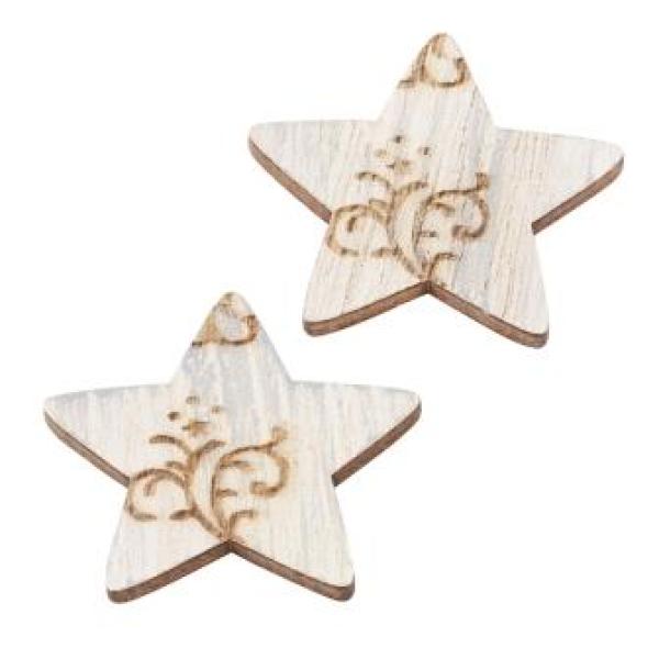 Streuteil Stern vintage, ca. 3,8 cm, creme, Btl. à 6 St.