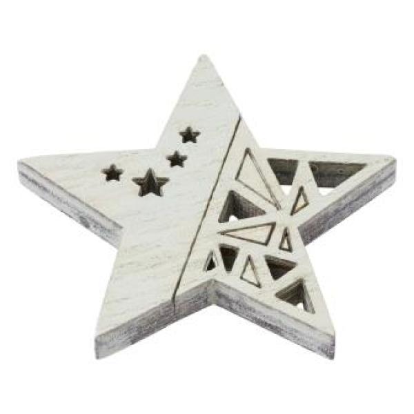 Holzstreuteil Stern ca. 4 cm, Btl. à 3 St. türkis