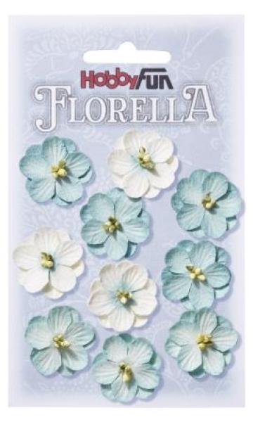 FLORELLA-Blüten aus Maulbeer-Papier, 2,5 cm, hellblau, Btl. à 10 St.