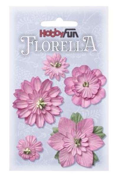 FLORELLA-Blüten aus Maulbeer-Papier 2 - 5 cm sort., rosé, Btl. à 5 St.