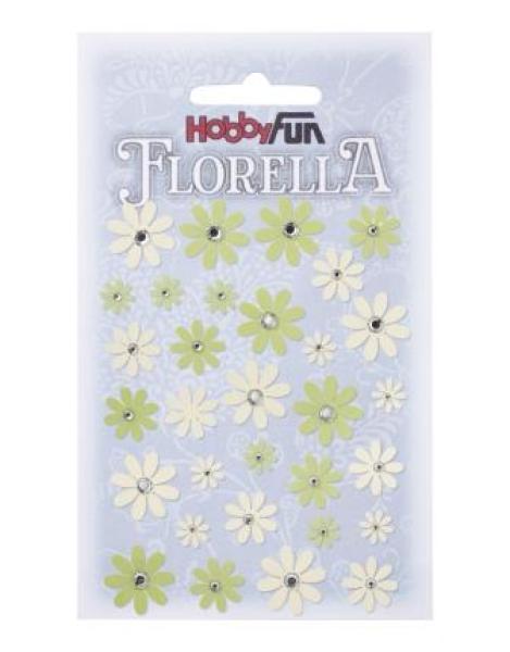 FLORELLA Papier-Blüten Design I, grün-creme, Btl. à 33 St.