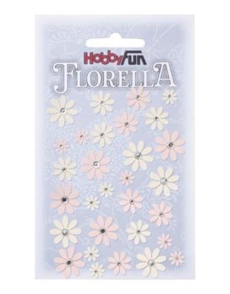 FLORELLA Papier-Blüten Design I, rosé-creme, Btl. à 33 St.