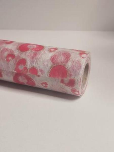 Vlies Herzdesign weiss/rot/gold 20 cm x 15 m  ldm