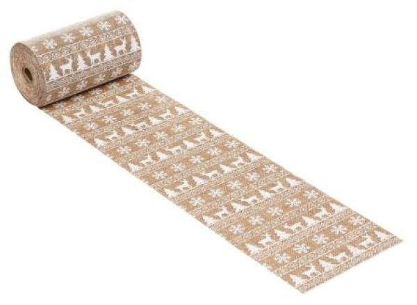 Dekostoff Leinen-optik Weihnacht, 15 cm x 10 m, hellbraun    ldm