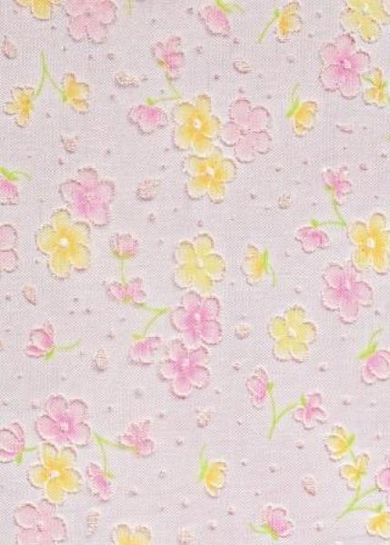 CREApop® Dekostoff 29 cm x 15 m, Blumenwiese, gelb/rosé  ldm