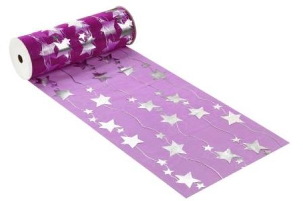 CREApop® Dekostoff 28 cm x 15 m, Sternentraum, lila/silber  ldm