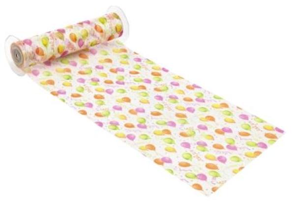 CREApop® Dekostoff 29 cm x 15 m, Ballons, grün/gelb/orange/petunie  ldm