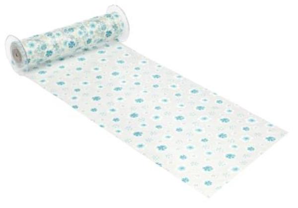 CREApop® Dekostoff 29 cm x 15 m, Blütentraum, weiss/türkis  ldm