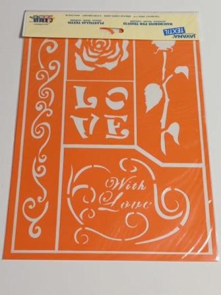 Textil-Schablone Romantic Rose