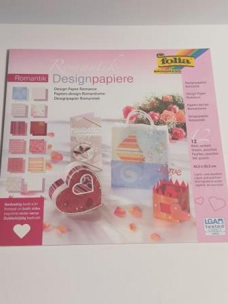 folia Designpapierblock Romantik, 305 x 305 mm, 12 Blatt (57905863)