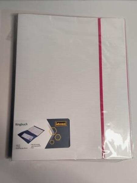 Idena Ringbuch A4 PP weiß pink 25mm 2 Ringe