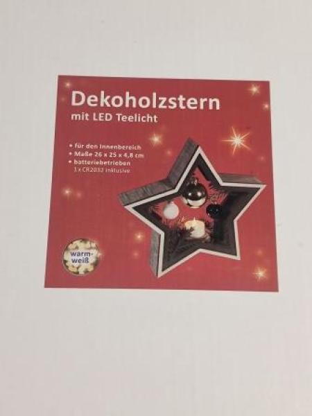 WH Dekostern mit LEDTeelicht, 26x25x4,8cm