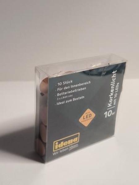 Idena Korken-Lichterkette 10er Set, 10 LED warmweiß