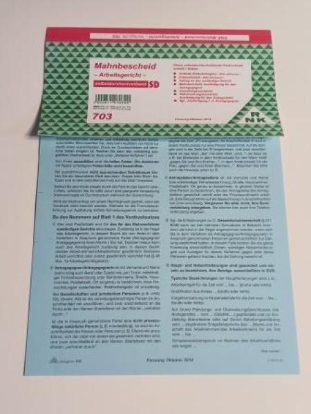 Mahnbescheid A4 f. Arbeitsgericht