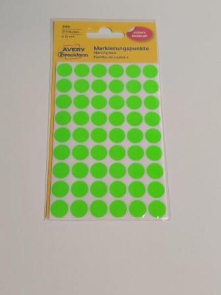 Etiketten Ø12 mm leuchtgrün 270 Stück