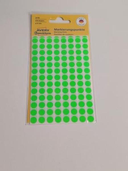 Etiketten Ø8 mm leuchtgrün 416 Stück