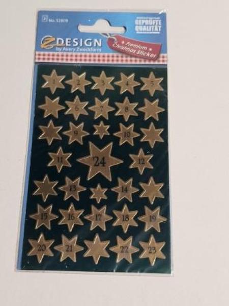 Weihn.Schmucketikett Sterne gold