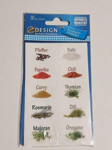 Haushaltsetikett Gewürze
