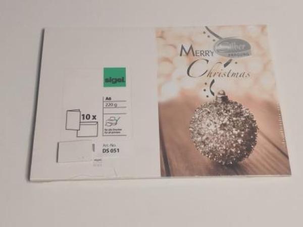 Weihnachts-Karten inkl. Umschläge. Serenity, Glanzkarton, Silberprägung