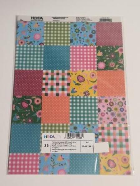 Transparentpapier A4 Sweet Home 115g/qm Blumen Patchwork