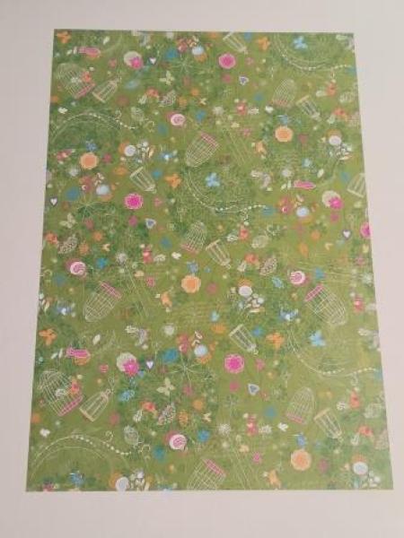 Bastelkarton A4 220g  Vögel grün